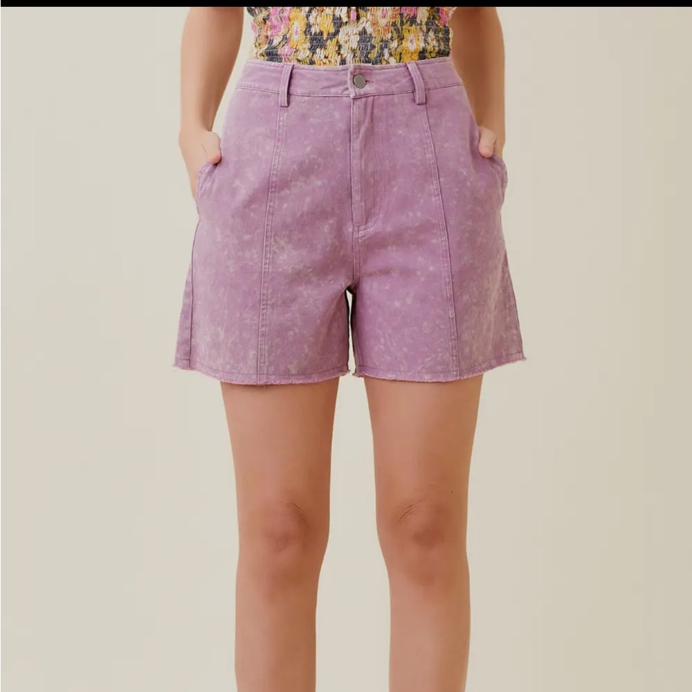 Lavender washed high waist denim distressed jean boho bohemian shorts